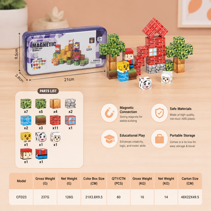 40-Piece Magnetic Building Blocks Set for Kids – Perfect for On-the-Go Fun