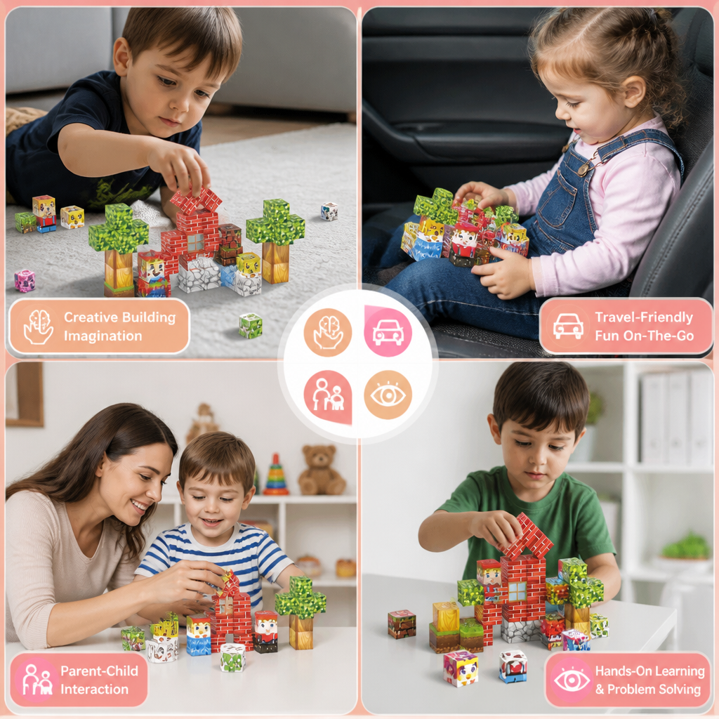 40-Piece Magnetic Building Blocks Set for Kids – Perfect for On-the-Go Fun