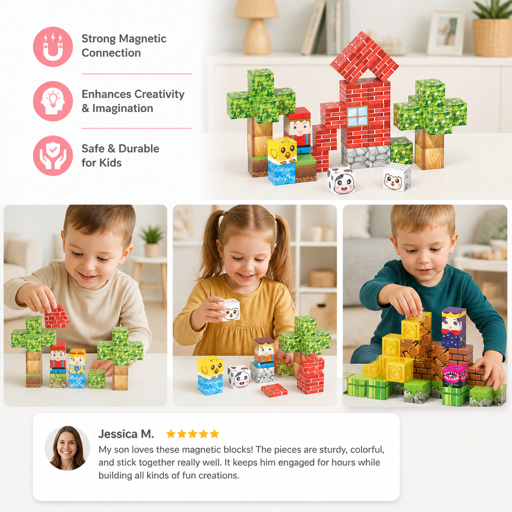 40-Piece Magnetic Building Blocks Set for Kids – Perfect for On-the-Go Fun