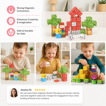 40-Piece Magnetic Building Blocks Set for Kids – Perfect for On-the-Go Fun