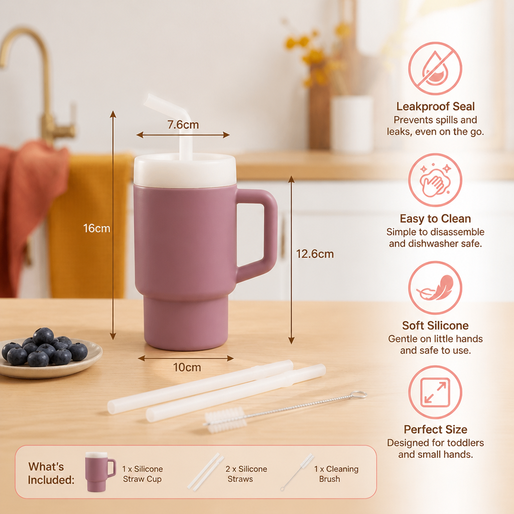Leakproof Silicone Toddler Straw Cup