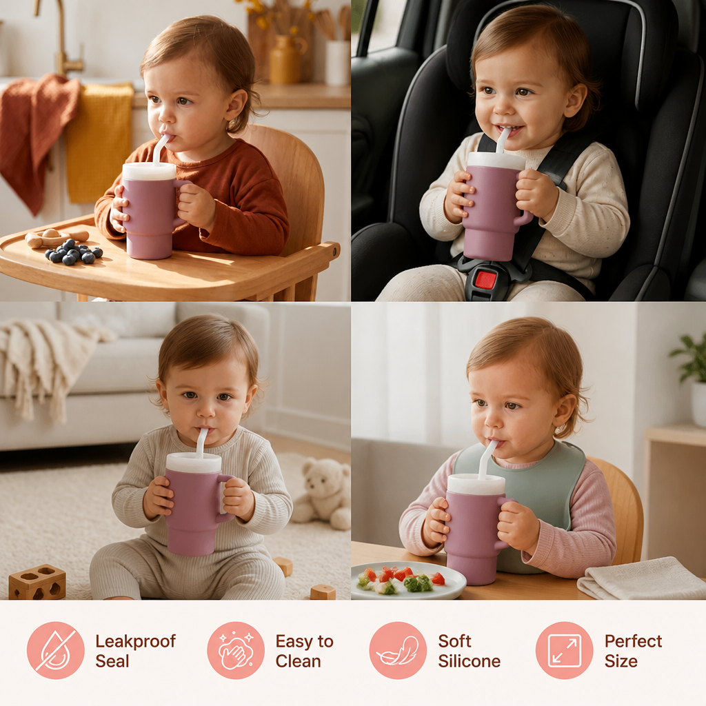 Leakproof Silicone Toddler Straw Cup