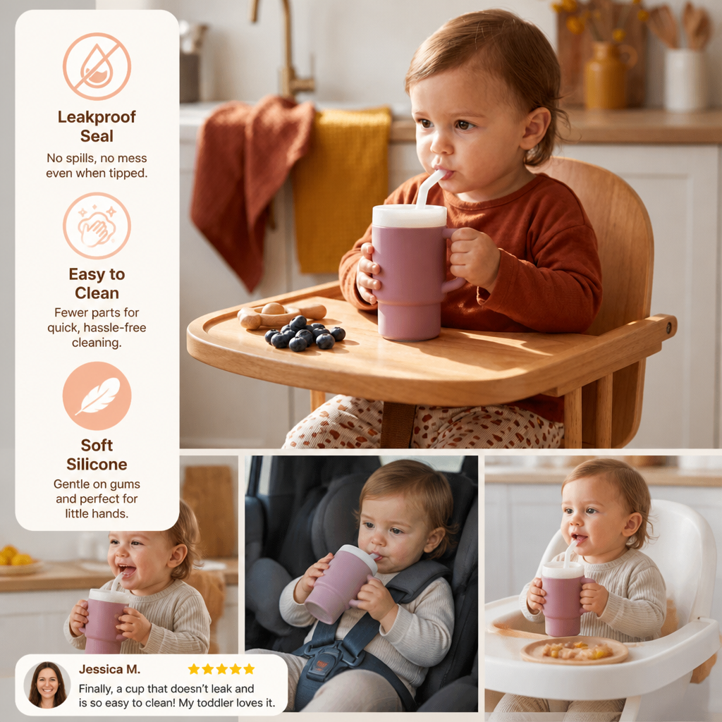Leakproof Silicone Toddler Straw Cup