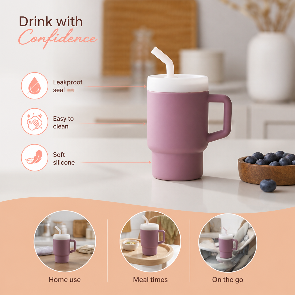 Leakproof Silicone Toddler Straw Cup