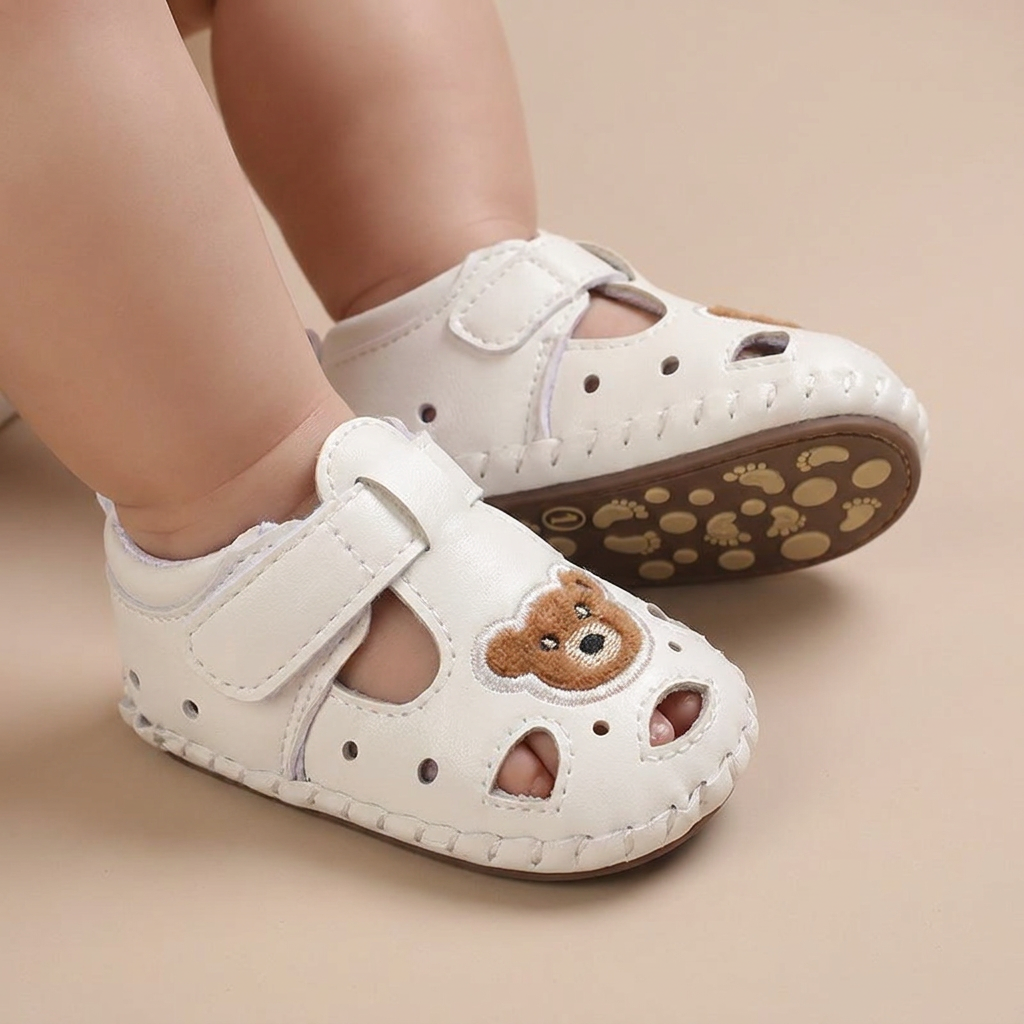 Teddy Bear Cutout Closed-Toe Sandals