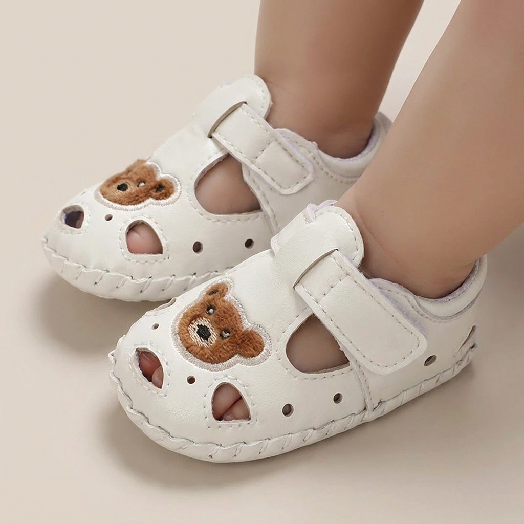 Teddy Bear Cutout Closed-Toe Sandals