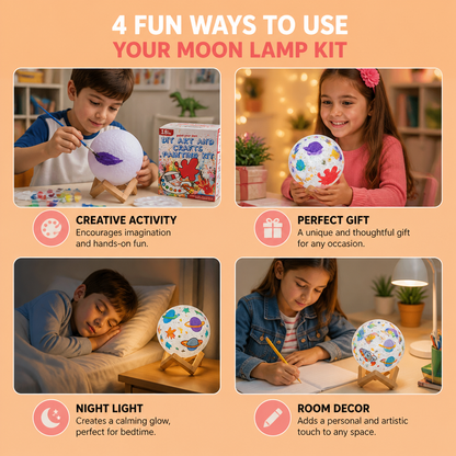 DIY Paint Your Own Moon Lamp Kit for Kids – Creative Space Night Light