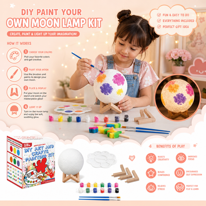 DIY Paint Your Own Moon Lamp Kit for Kids – Creative Space Night Light