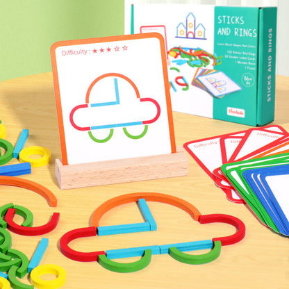 Educational Montessori Sticks and Rings Puzzle Blocks