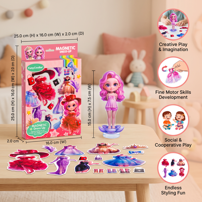 Magnetic Dress-Up Doll Set with Interchangeable Outfits