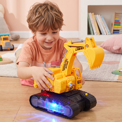 Electric Transforming Robot Excavator Toy with Lights & Sounds