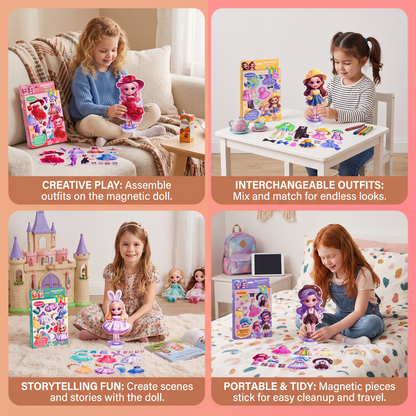 Magnetic Dress-Up Doll Set with Interchangeable Outfits