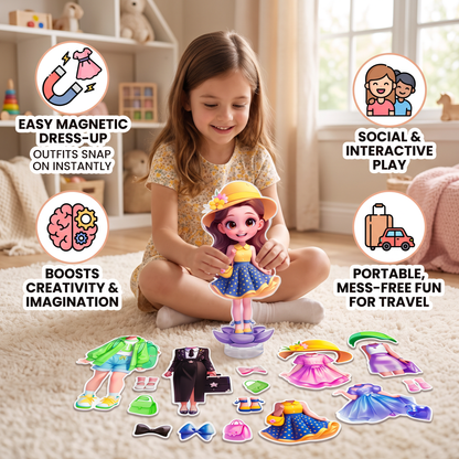 Magnetic Dress-Up Doll Set with Interchangeable Outfits
