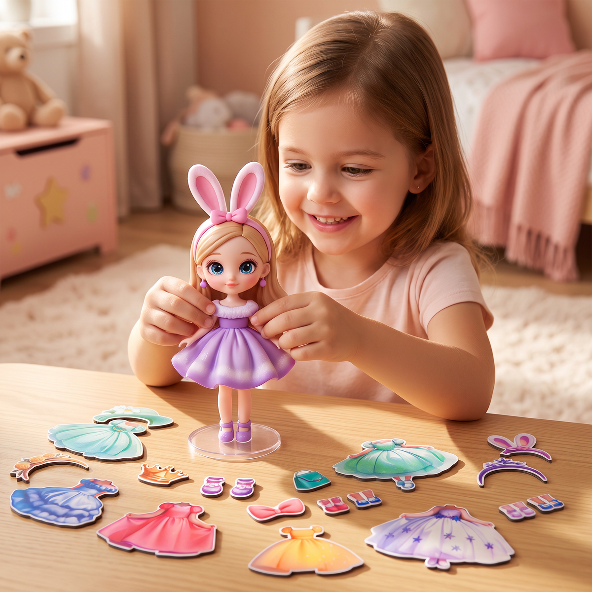 Magnetic Dress-Up Doll Set with Interchangeable Outfits