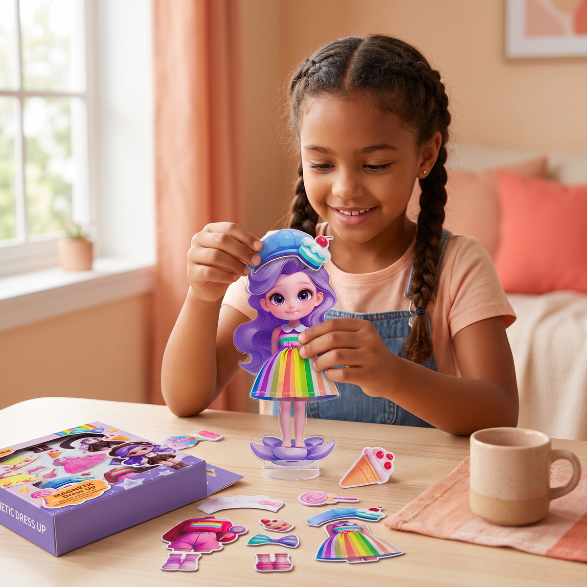 Magnetic Dress-Up Doll Set with Interchangeable Outfits