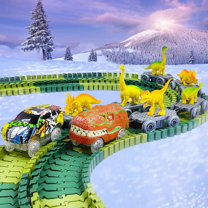 Dinosaur Track Adventure – Flexible Race Track with Glowing Train