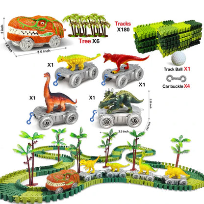 Dinosaur Track Adventure – Flexible Race Track with Glowing Train