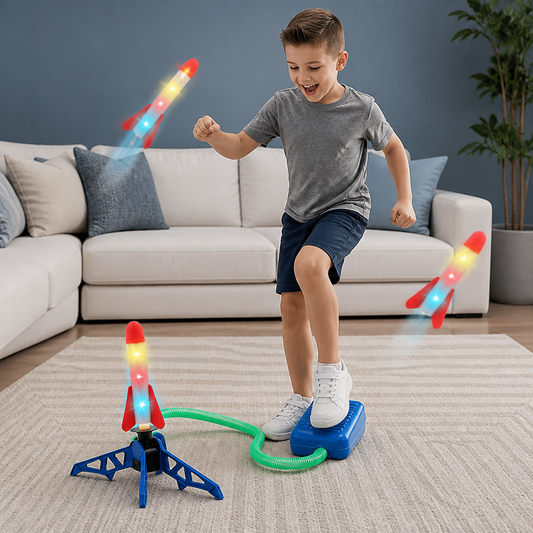 Safe & Soft Kids Rocket Launcher- Lightning Air-Powered Indoor Fun
