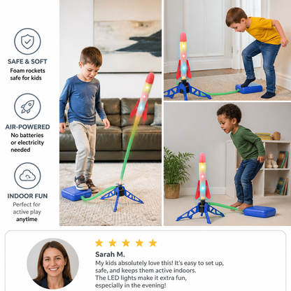Safe & Soft Kids Rocket Launcher- Lightning Air-Powered Indoor Fun