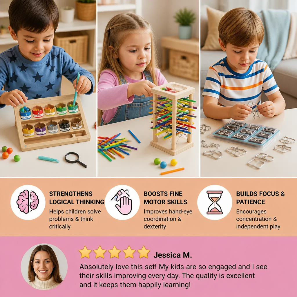3-Piece Montessori Play and Development Puzzle Set for Children
