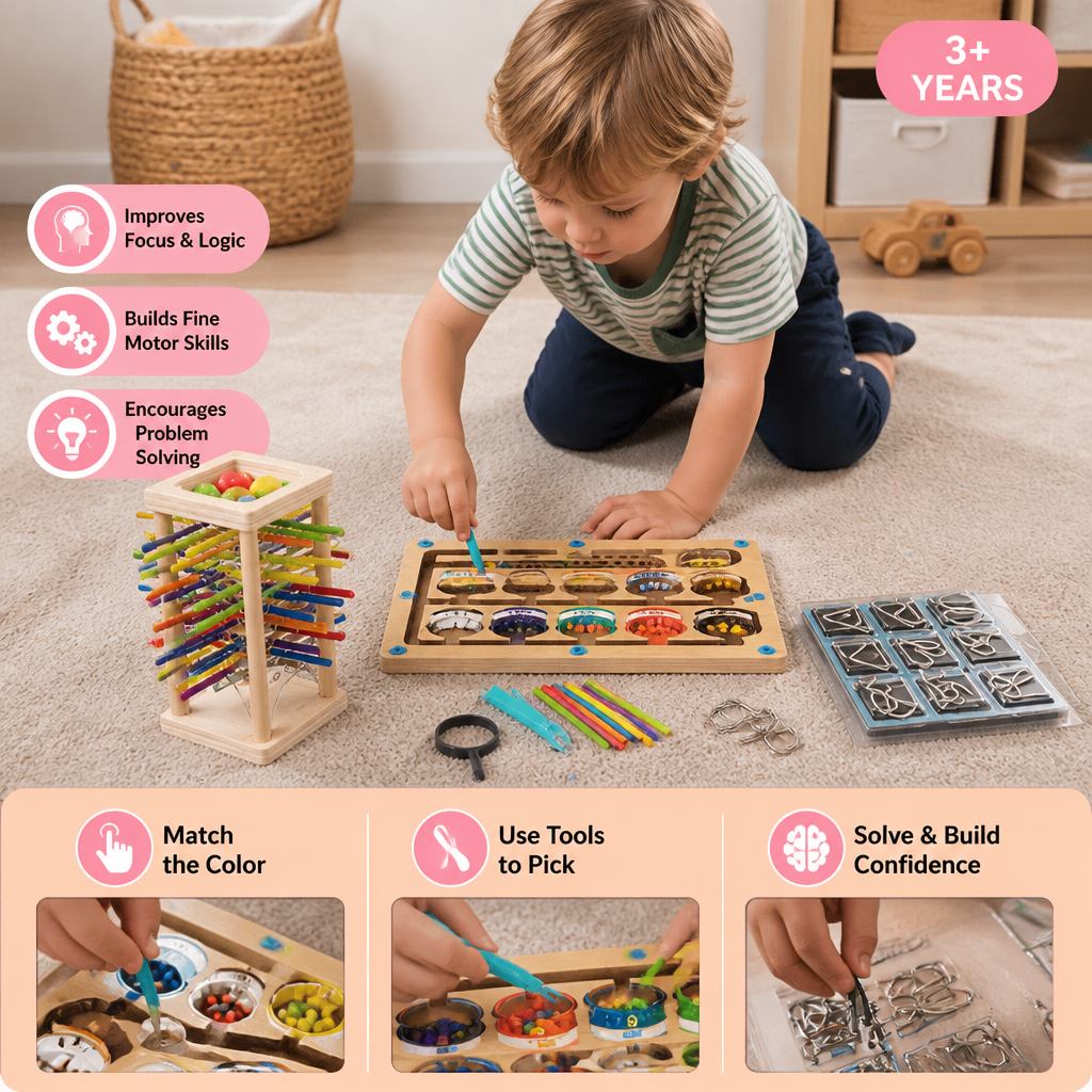 3-Piece Montessori Play and Development Puzzle Set for Children