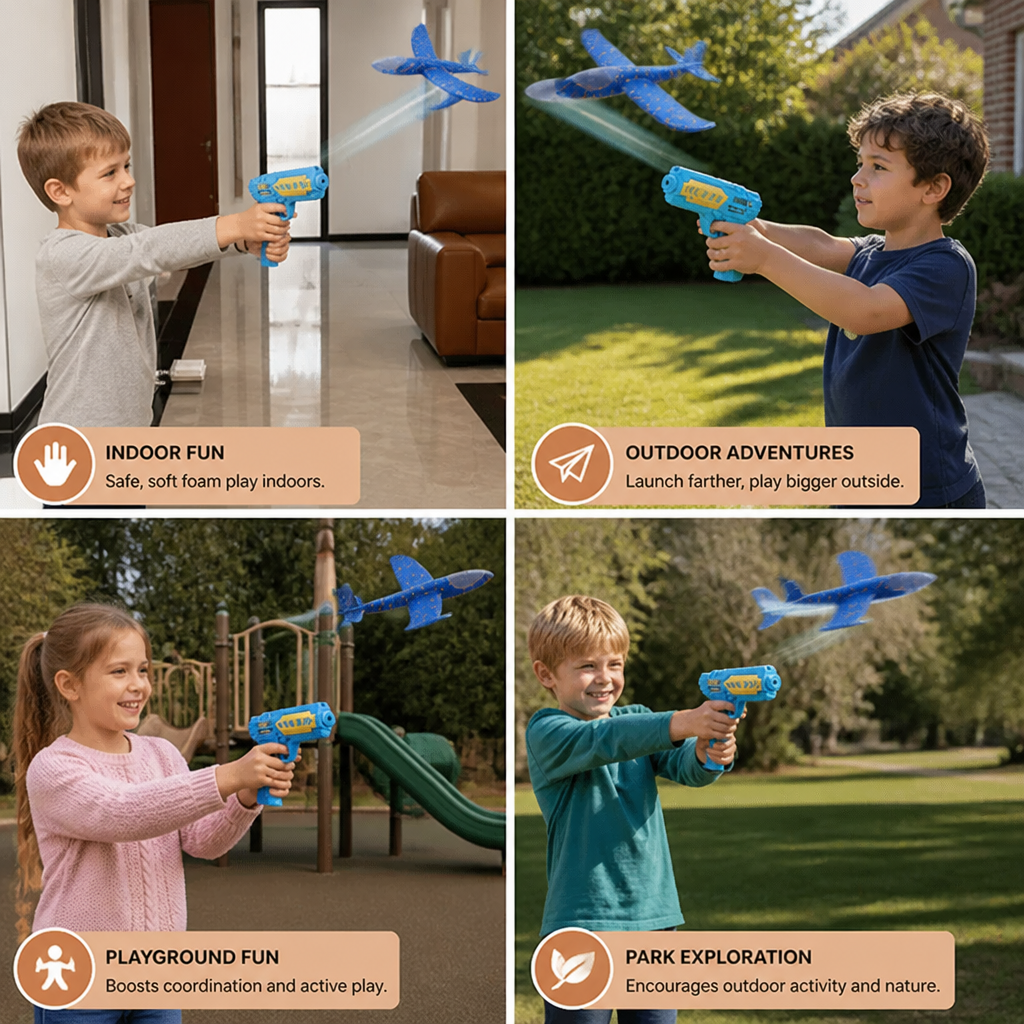 Foam Glider Airplane Launcher Set