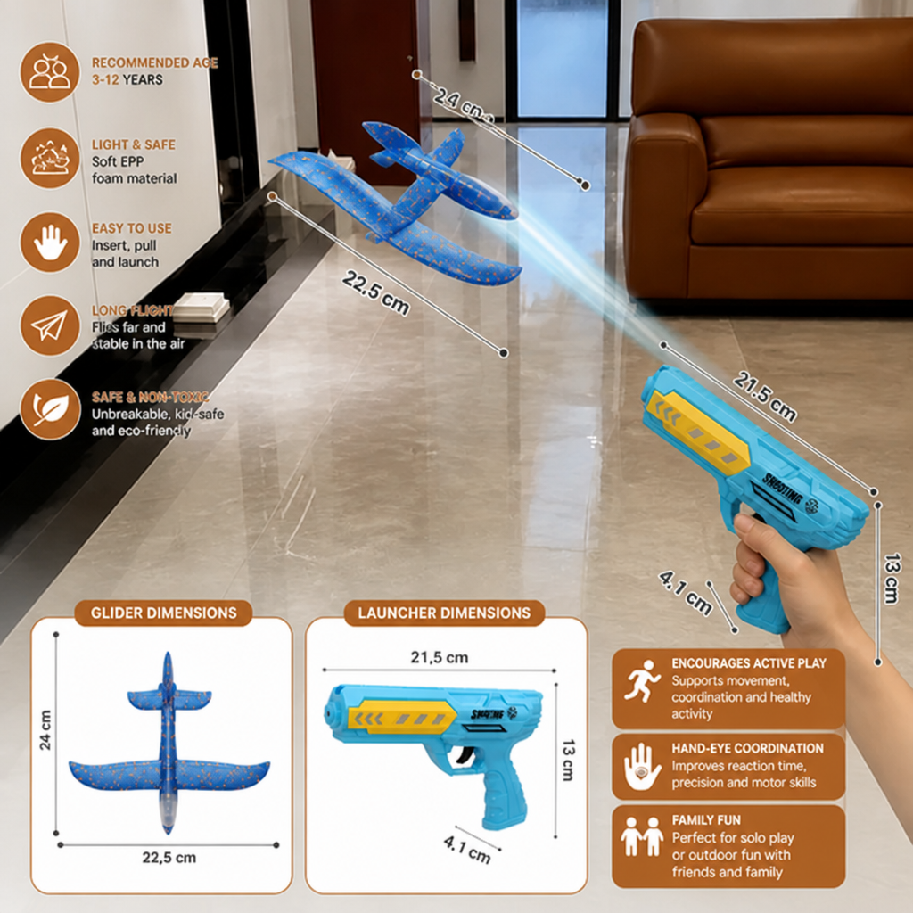 Foam Glider Airplane Launcher Set