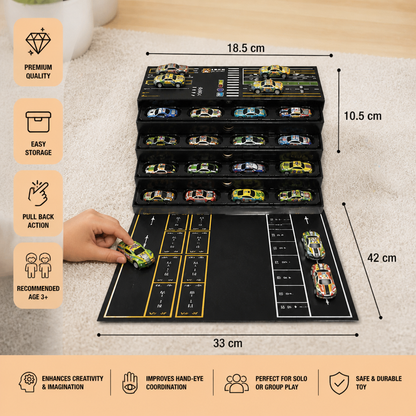 48-Piece Mini Die-Cast Pull-Back Car Set with Storage Container Box