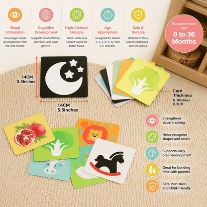 Montessori Baby Learning Flash Cards – Visual Stimulation, Color Recognition & Categorization Set