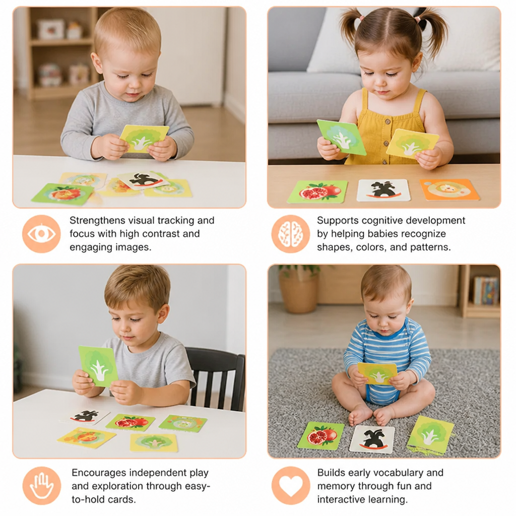Montessori Baby Learning Flash Cards – Visual Stimulation, Color Recognition & Categorization Set