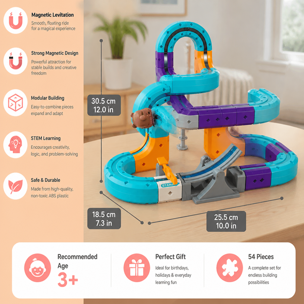 DIY Gravity Cube Track Building Kit with Electric Train