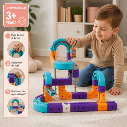 DIY Gravity Cube Track Building Kit with Electric Train