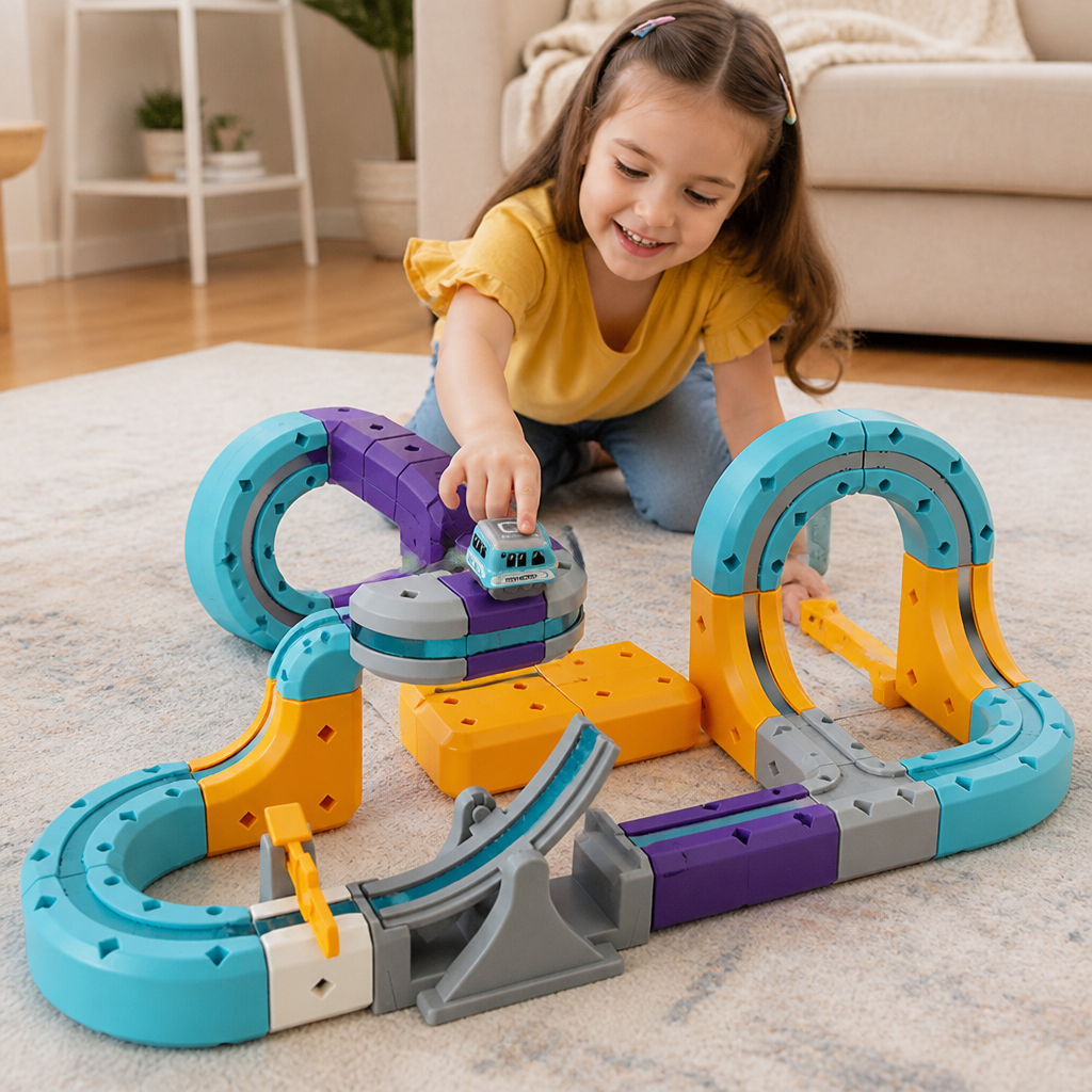 DIY Gravity Cube Track Building Kit with Electric Train