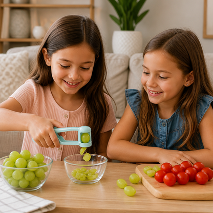 Stainless Steel Grape & Cherry Tomato Cutter – Safe One-Press Quarter Slicer for Toddlers & Kids