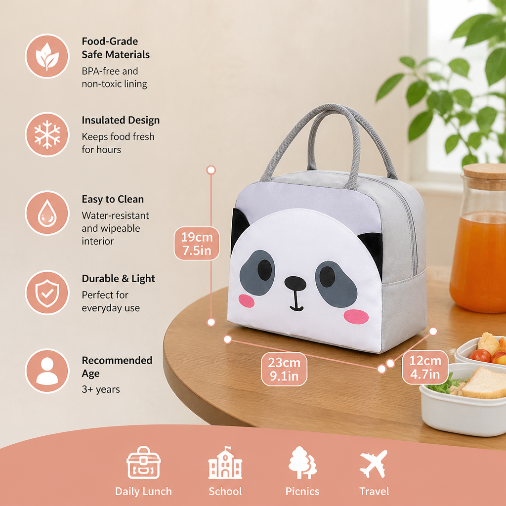 Cartoon Animal Insulated Lunch Bag for Kids
