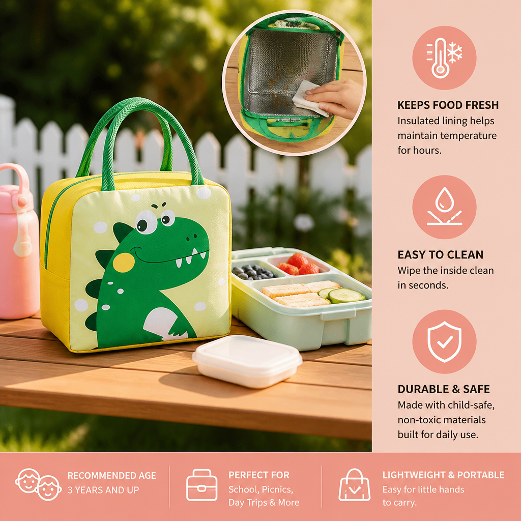 Cartoon Animal Insulated Lunch Bag for Kids