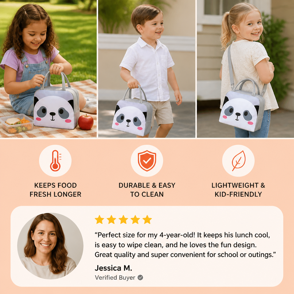 Cartoon Animal Insulated Lunch Bag for Kids
