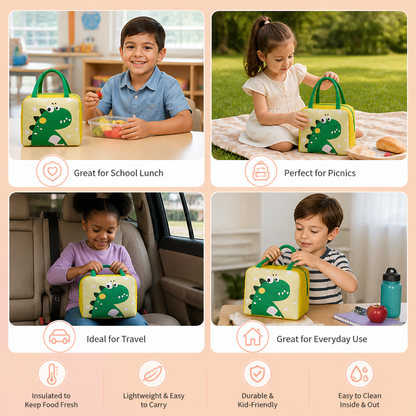 Cartoon Animal Insulated Lunch Bag for Kids