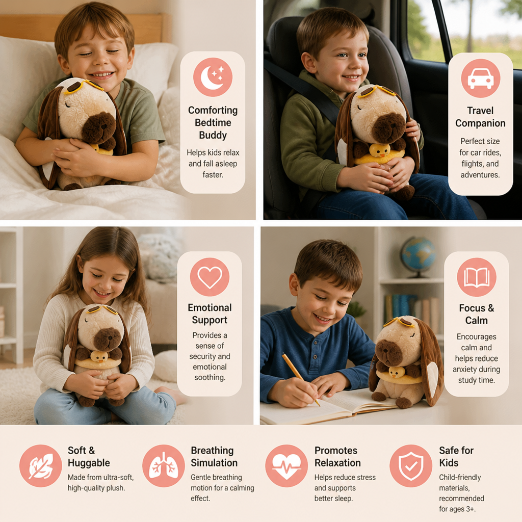 Breathing Capybara Plush Toy – Soft & Cuddly Sleep Companion