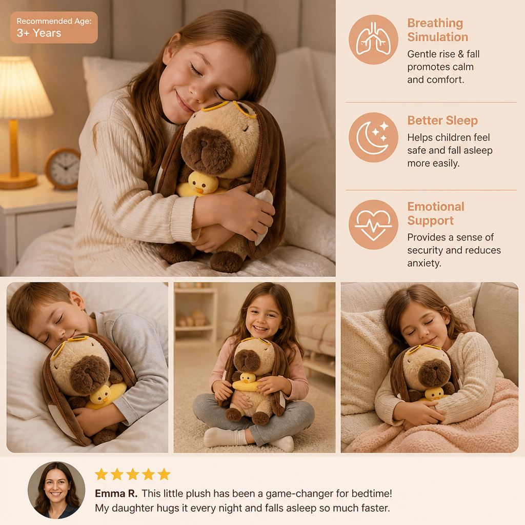 Breathing Capybara Plush Toy – Soft & Cuddly Sleep Companion