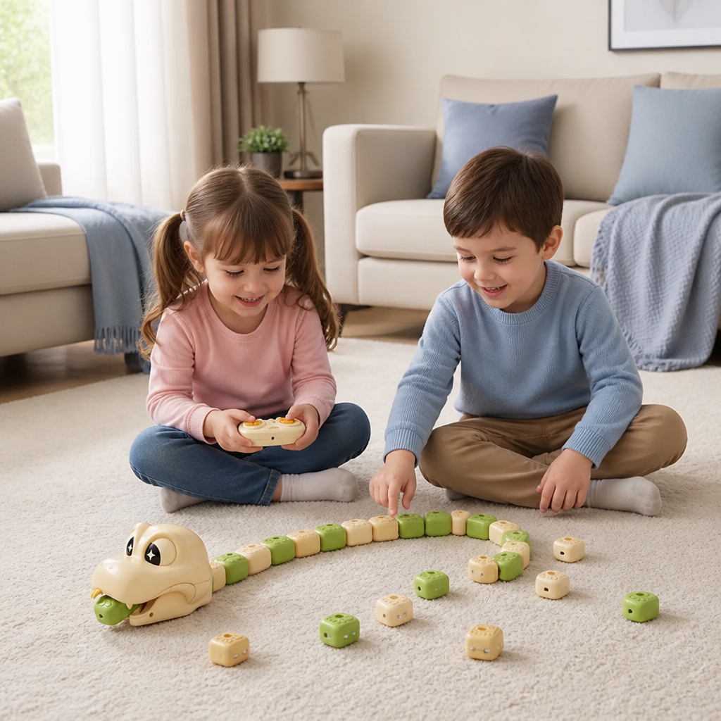 Interactive Growing RC Snake STEM Toy – Eats Blocks & Grows Longer