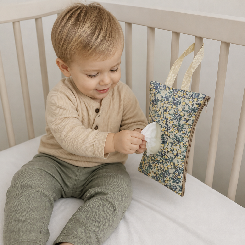 Hanging Tissue Holder for Strollers, Cribs & Cars
