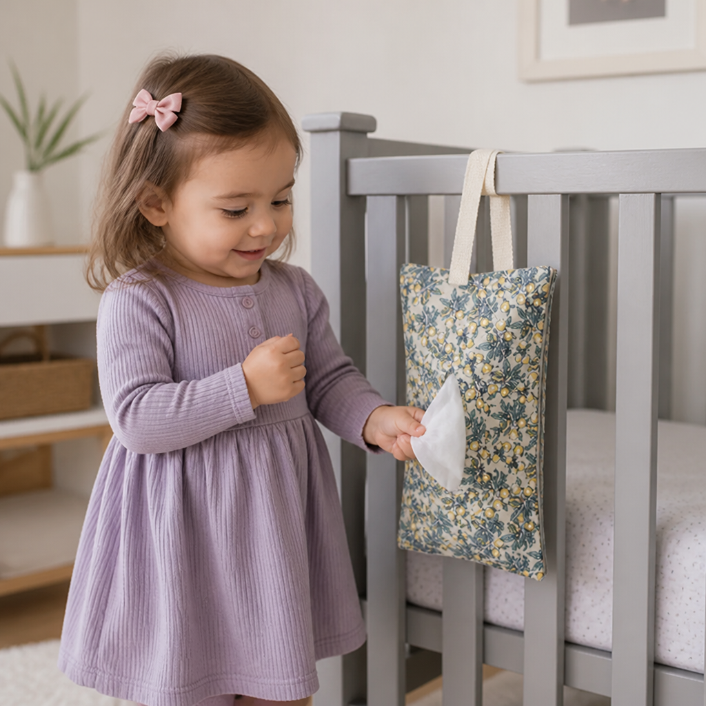 Hanging Tissue Holder for Strollers, Cribs & Cars