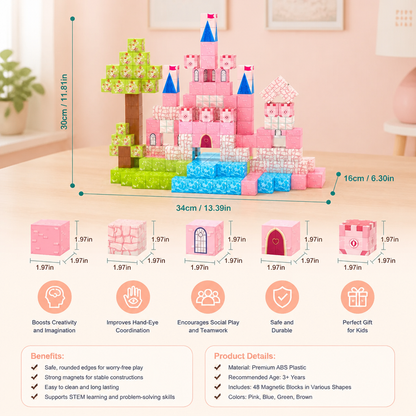 Montessori Princess Dream Castle Magnetic Building Cubes Set