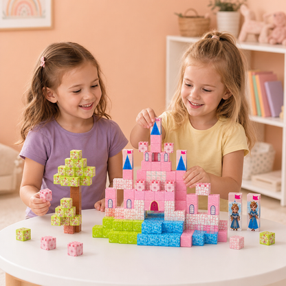Montessori Princess Dream Castle Magnetic Building Cubes Set