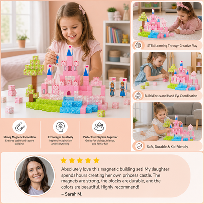 Montessori Princess Dream Castle Magnetic Building Cubes Set