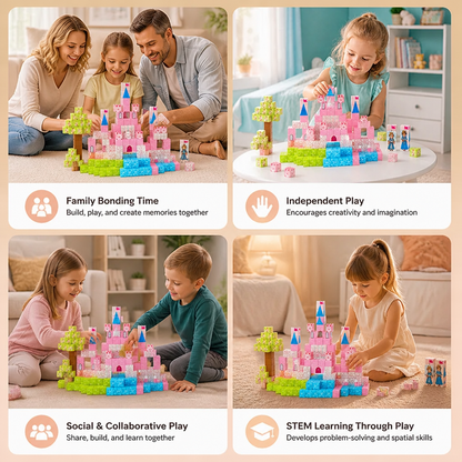 Montessori Princess Dream Castle Magnetic Building Cubes Set