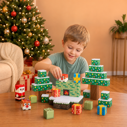 54-Piece Christmas Magnetic Building Blocks Set – Festive STEM Construction Toy