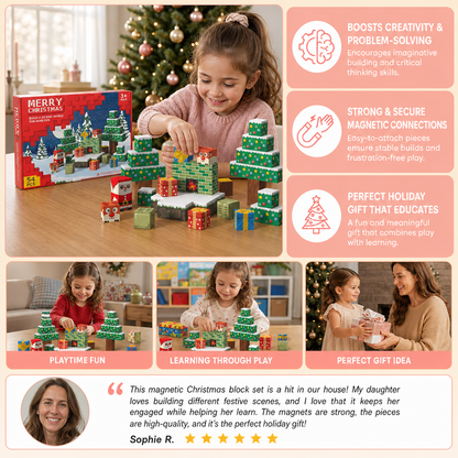 54-Piece Christmas Magnetic Building Blocks Set – Festive STEM Construction Toy