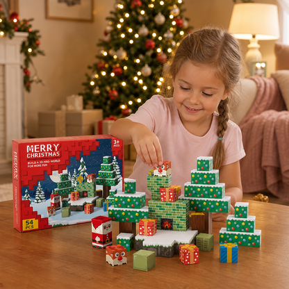 54-Piece Christmas Magnetic Building Blocks Set – Festive STEM Construction Toy